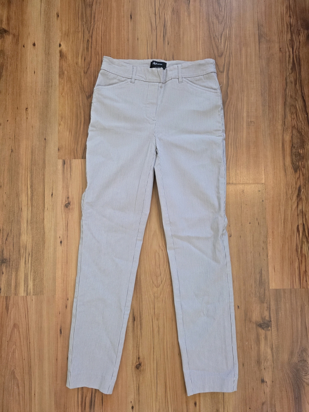 Light Gray Pinstripe Straight Dress Pants | Size 2 | 'The Iconic'